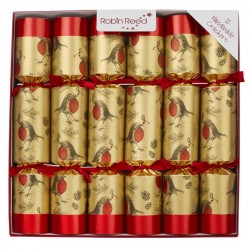 Gold Robin 12 stuks Christmas Crackers