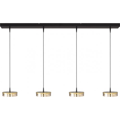 Hanglamp Imperia 4 lichts balk matzwart/goud 130 cm