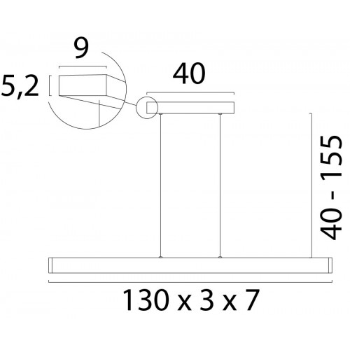 Hanglamp Atina  130cm led 